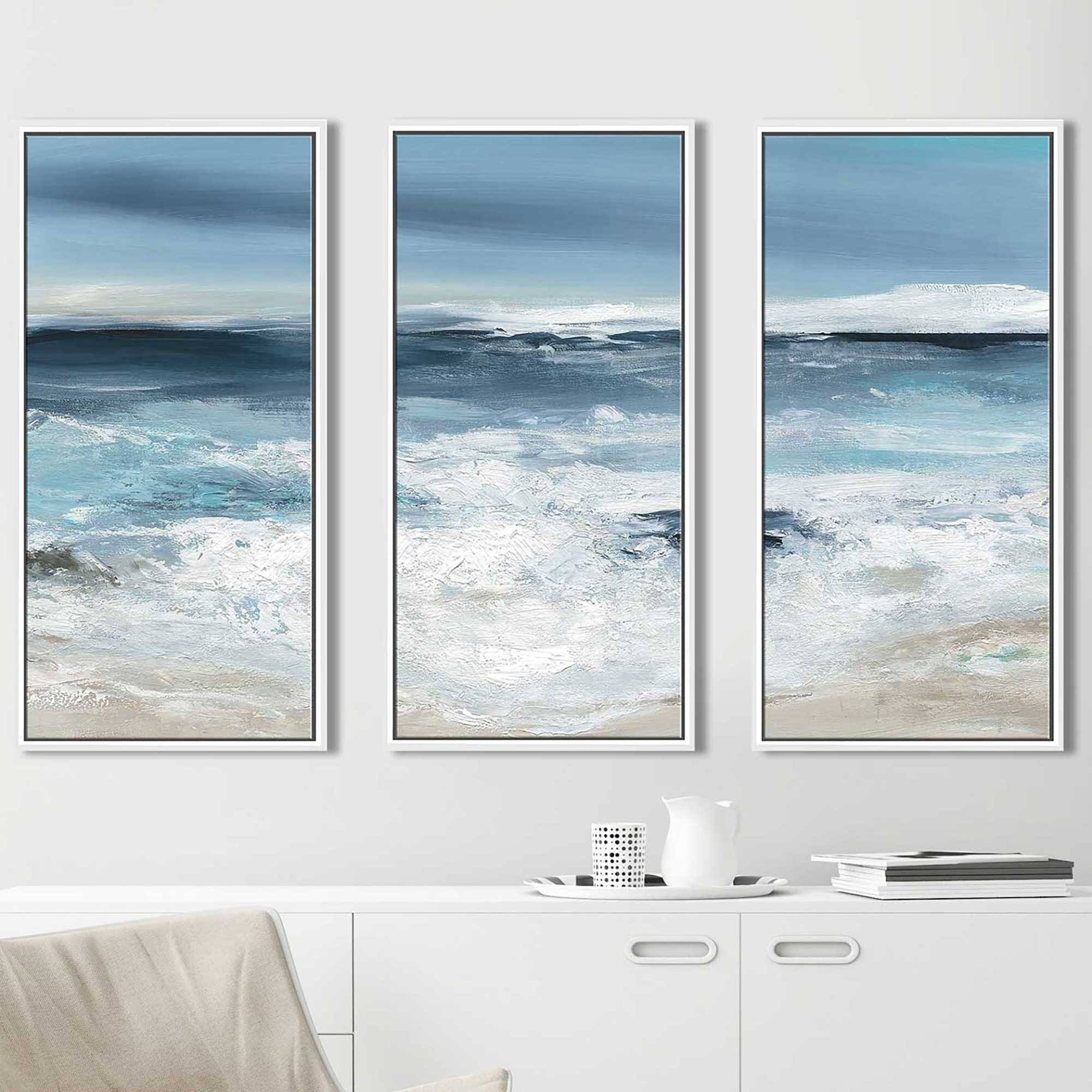 "Long Beach" by Carol Robinson Print on Floating Canvas Set of 3 Bed